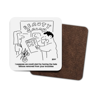 Single Hardboard Coaster beauty-salon-hate-tattoos