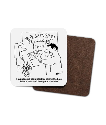 Single Hardboard Coaster beauty-salon-hate-tattoos