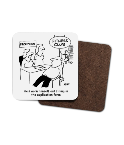 Single Hardboard Coaster worn-out-filling-in-form-at-fitness-club